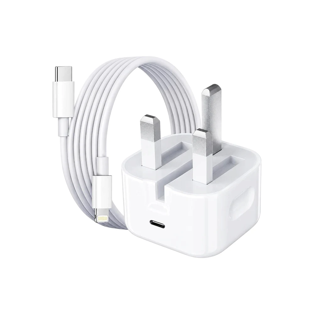 20W USB-C Fast Charger UK Plug with USB-C to Lightning Cable, Fast Charging Wall Adapter Compatible with iPhone Devices, White