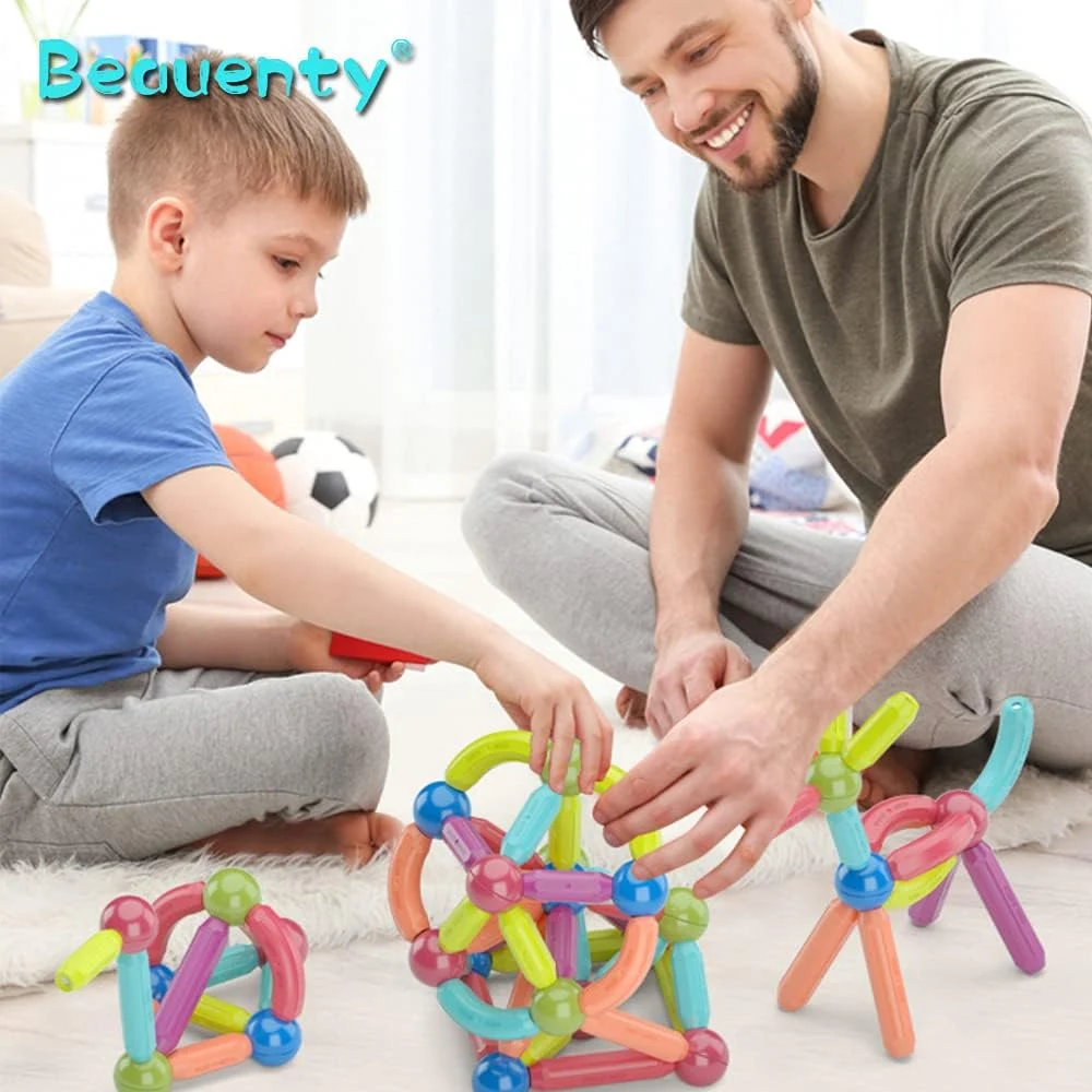 42-Piece Magnetic Ball and Stick Building Block Set | Colorful, Different Sizes of Curved Shape Children's Puzzle Stacking-Safe, Super Sturdy, Stem Toys Suitable for Children Over 3 Years Old (42 PC)