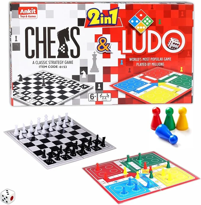 Ankit Toys & Games Chess & Ludo Game Set | 2 in 1 Board Game for Kids & Adults 6+ Years | Entertaining & Strategy Classic Board Game for Travelling | Indoor Games