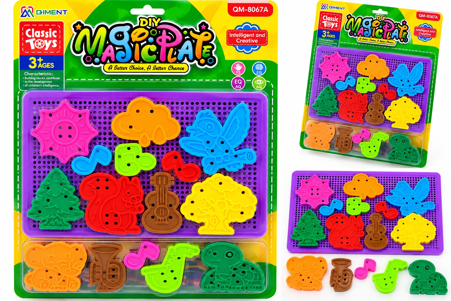 QIMENT DIY Magic Plate – Educational Creative Pegboard Puzzle Set for Kids | Colorful Animal & Shape Learning Toy