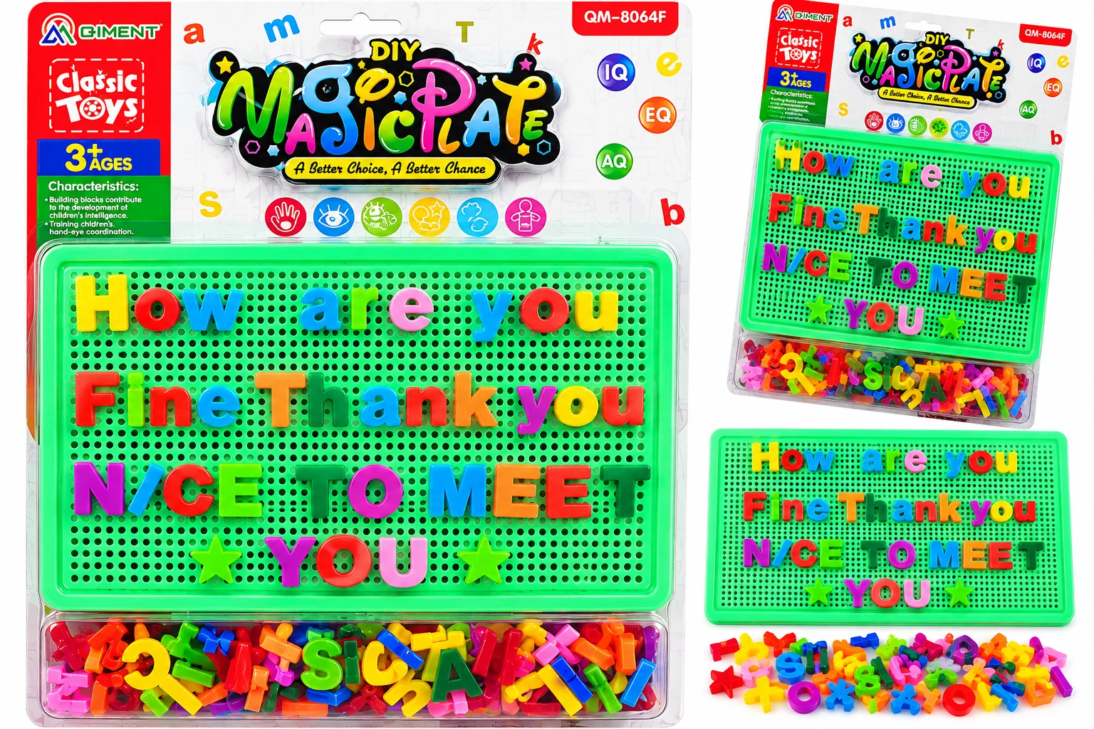 QIMENT DIY Magic Plate – Educational Alphabet Learning Board for Kids | Colorful Letter Pegboard Toy